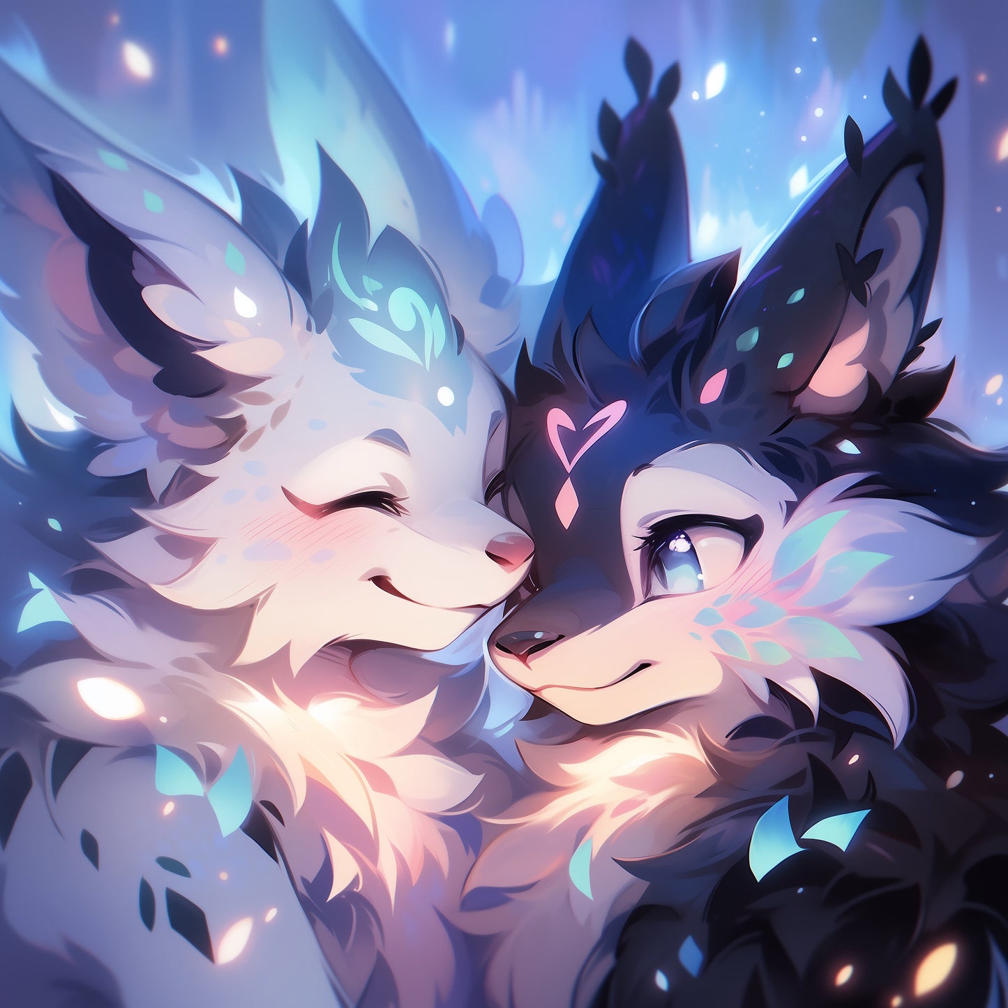 Furry Couple Commission | Digital Painting | Masterpiece Couple Fursona Commission | Fursona Gift for Furry Lovers Fluffy Couple Commission My Store