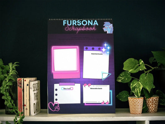Fursona Scrapbook Page | Fursona Scrapbooking | Furry Memories Page | Furry Community Diary | Creative Gifts for Furries | Furry Art Gift My Store